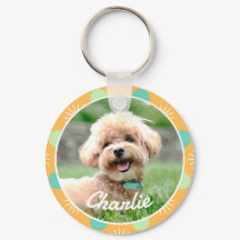 Light Orange Boho Pattern Personalized Pet Photo