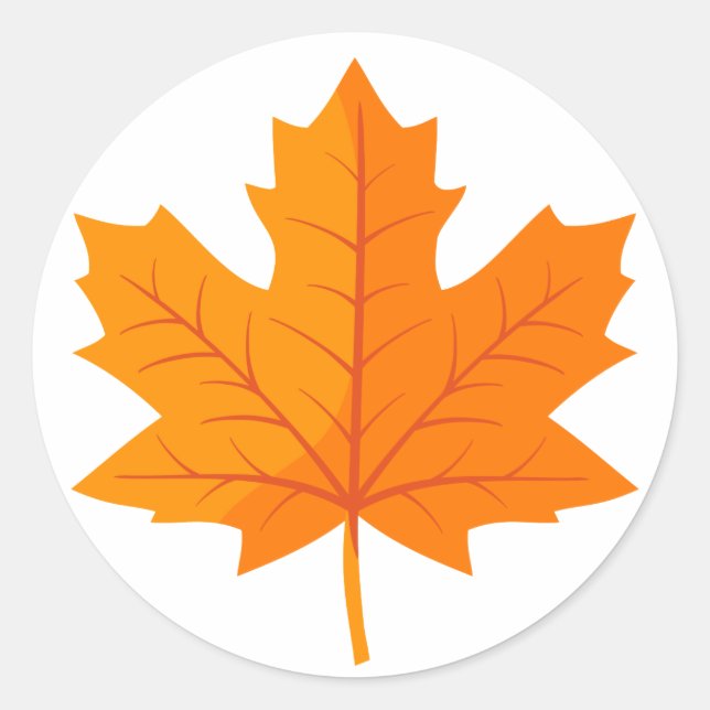 Light Orange Canadian Maple Tree leaf Classic Round Sticker (Front)