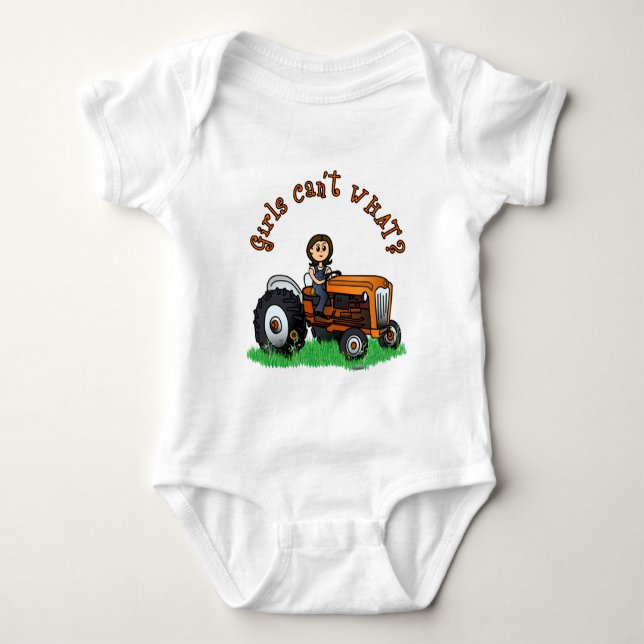 Light Orange Farmer Baby Bodysuit (Front)