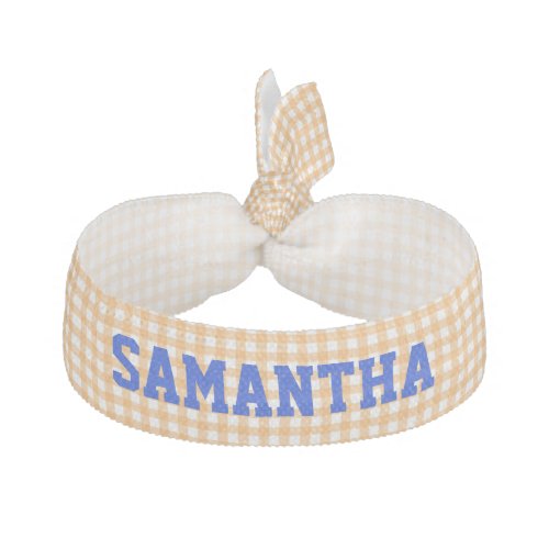 Light Orange Gingham Custom Hair Band Elastic Hair Tie