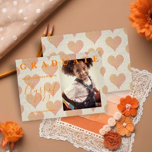 Light Orange Heart Pattern Graduation Photo