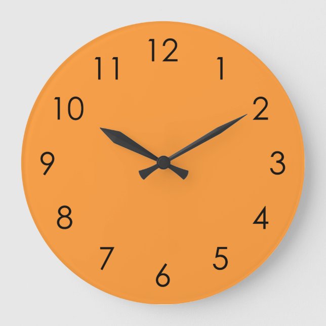 Light Orange Large Black Numbers Wall Clock (Front)