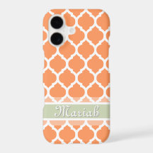 Light Orange & Light Mint Lattice Custom Name