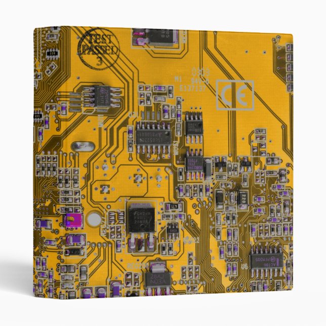 Light Orange PCB Circuit Board Design for IT Pros 3 Ring Binder (Front/Spine)