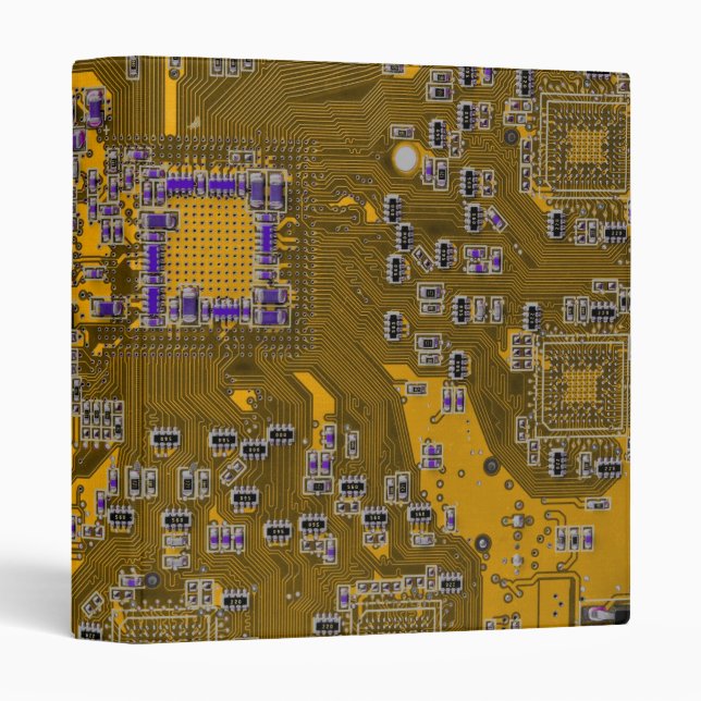Light Orange PCB Circuit Board Design for IT Pros 3 Ring Binder (Front/Spine)