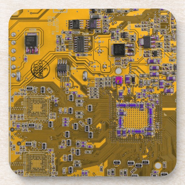 Light Orange PCB Circuit Board Design for IT Pros Beverage Coaster (Front)