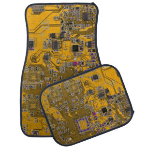 Light Orange PCB Circuit Board Design for IT Pros Car Floor Mat