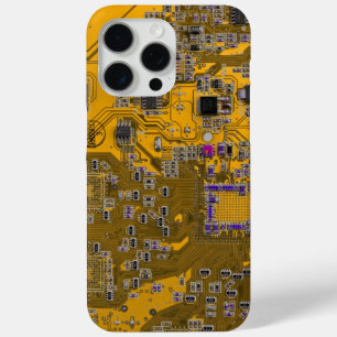 Light Orange PCB Circuit Board Design for IT Pros iPhone 15 Pro Max Case