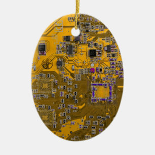 Light Orange PCB Circuit Board Design for IT Pros Ceramic Ornament