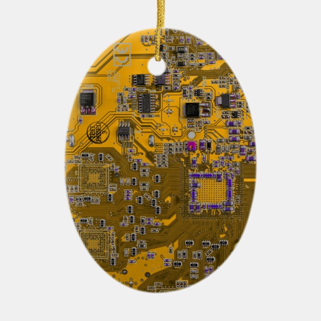 Light Orange PCB Circuit Board Design for IT Pros Ceramic Ornament (Front)