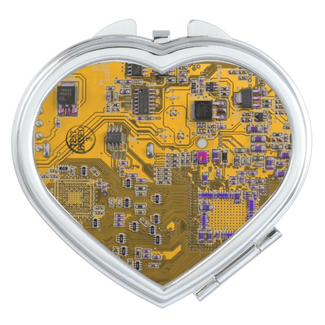 Light Orange PCB Circuit Board Design for IT Pros Compact Mirror (Front)