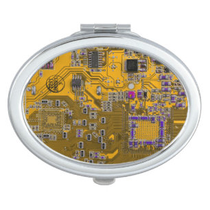 Light Orange PCB Circuit Board Design for IT Pros Compact Mirror