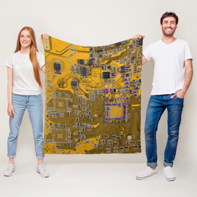 Light Orange PCB Circuit Board Design for IT Pros Fleece Blanket (In Situ)