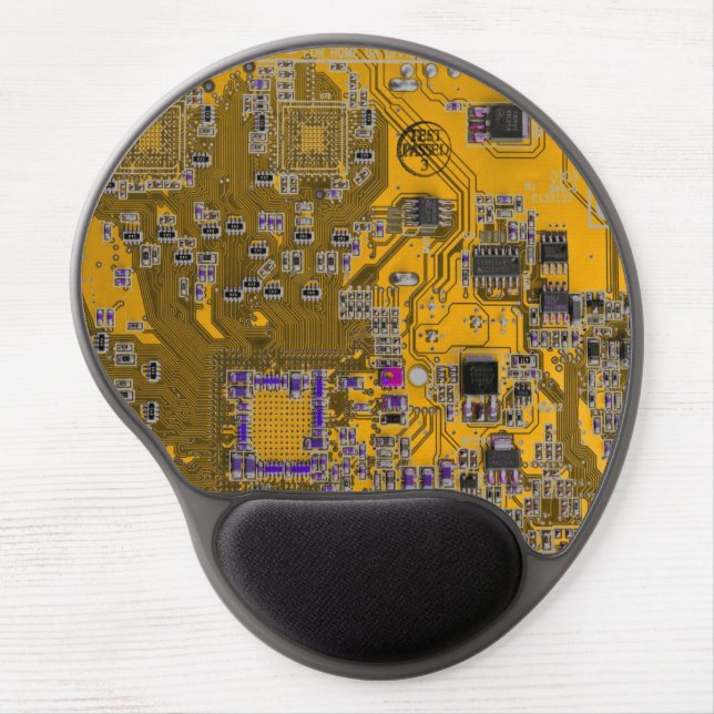 Light Orange PCB Circuit Board Design for IT Pros Gel Mouse Pad (Front)