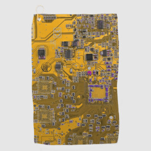 Light Orange PCB Circuit Board Design for IT Pros Golf Towel