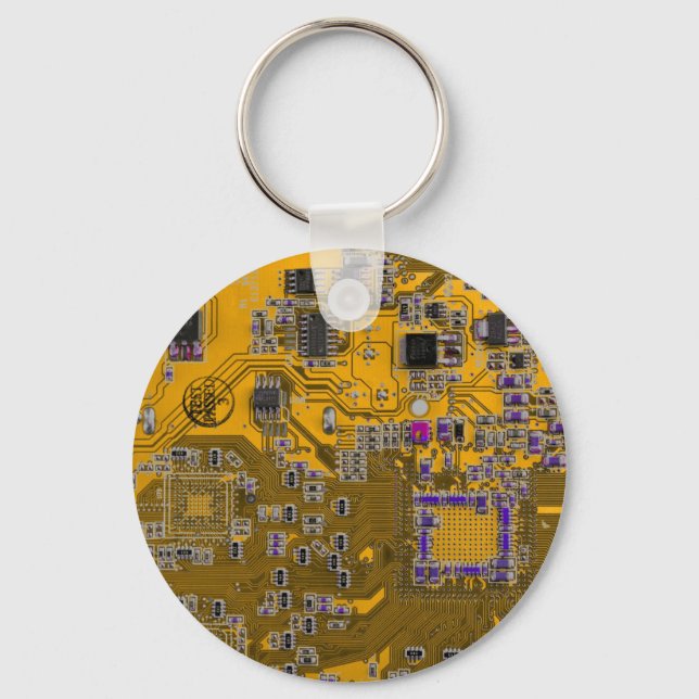 Light Orange PCB Circuit Board Design for IT Pros Keychain (Front)