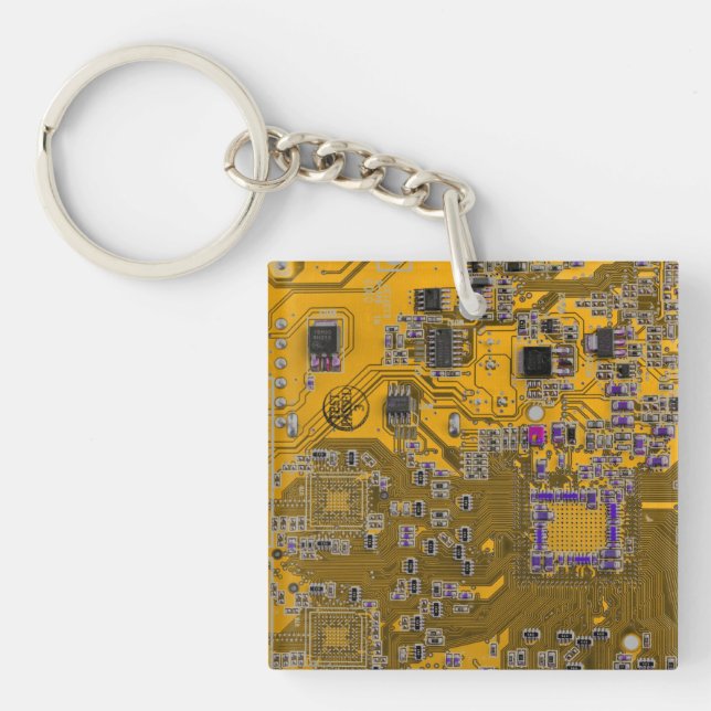Light Orange PCB Circuit Board Design for IT Pros Keychain (Front)