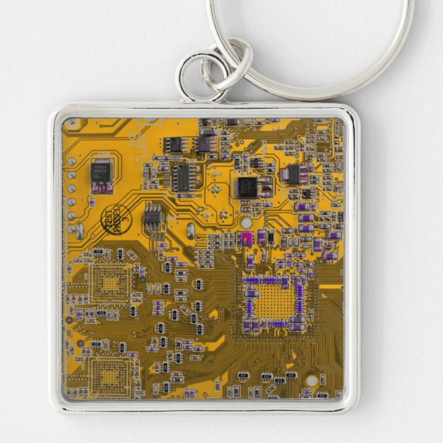 Light Orange PCB Circuit Board Design for IT Pros Keychain (Front)