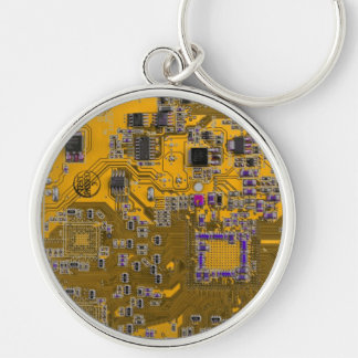 Light Orange PCB Circuit Board Design for IT Pros Keychain