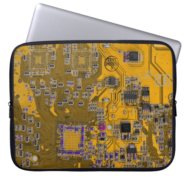 Light Orange PCB Circuit Board Design for IT Pros Laptop Sleeve (Front)