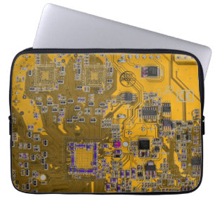 Light Orange PCB Circuit Board Design for IT Pros Laptop Sleeve