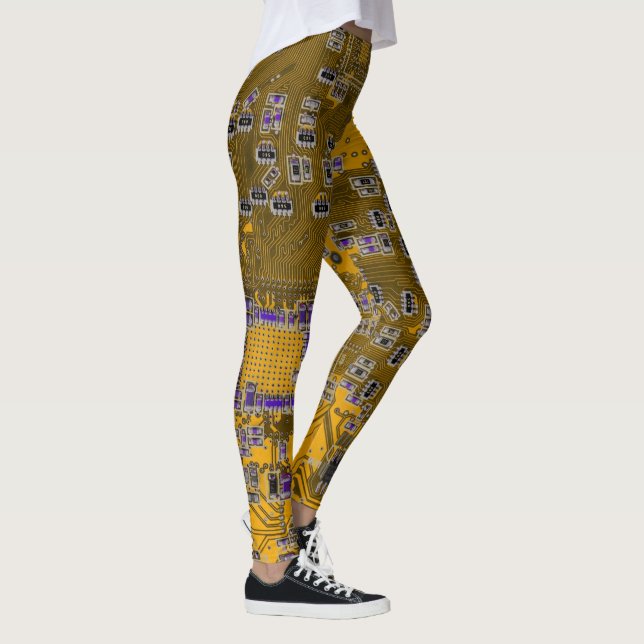 Light Orange PCB Circuit Board Design for IT Pros Leggings (Right)