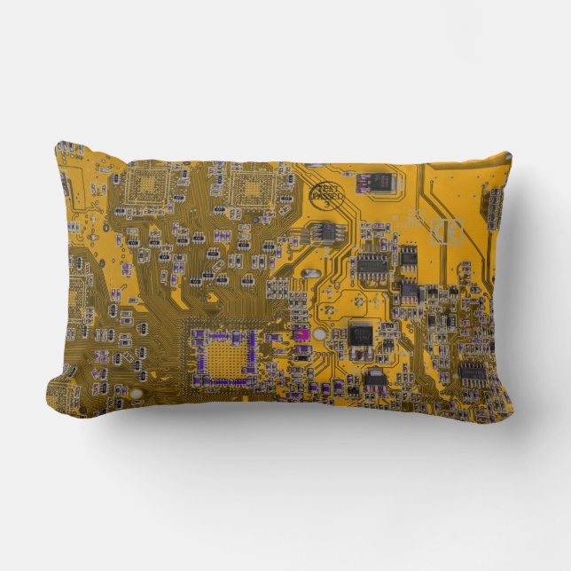 Light Orange PCB Circuit Board Design for IT Pros Lumbar Pillow (Front)