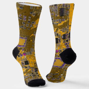 Light Orange PCB Circuit Board Design for IT Pros Socks