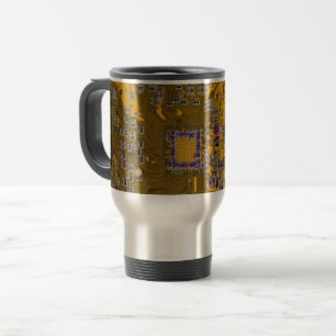 Light Orange PCB Circuit Board Design for IT Pros Travel Mug