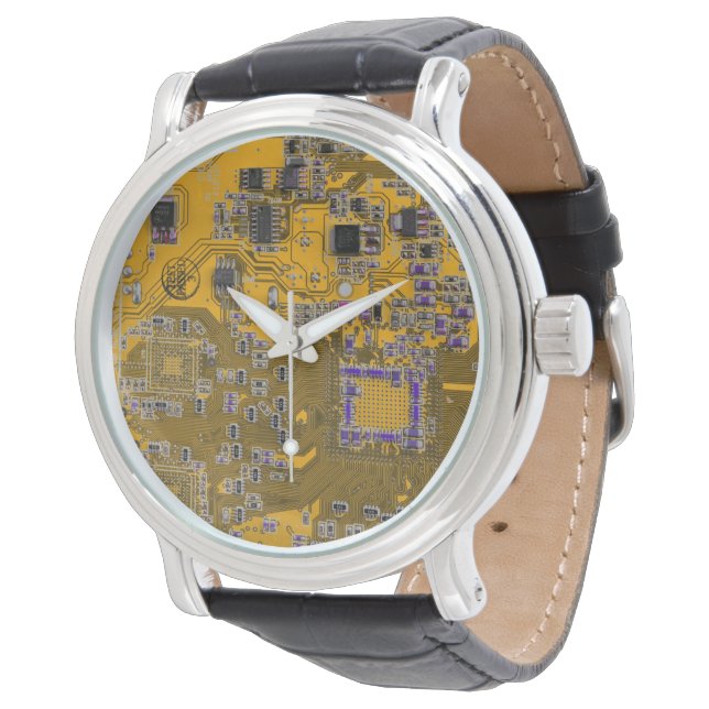 Light Orange PCB Circuit Board Design for IT Pros Watch (Angled)