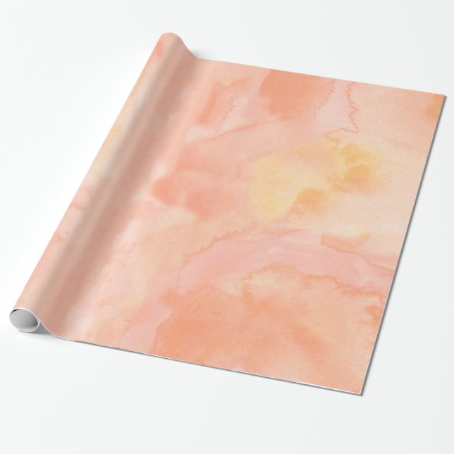 Light Orange Peach Watercolor Wrapping Paper (Unrolled)