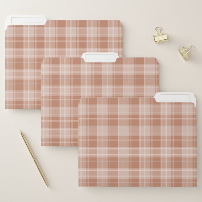 Light Orange Plaid Pattern File Folder (Set)