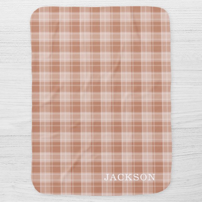 Light Orange Plaid Pattern Personalized Baby Blanket (Creator Uploaded)