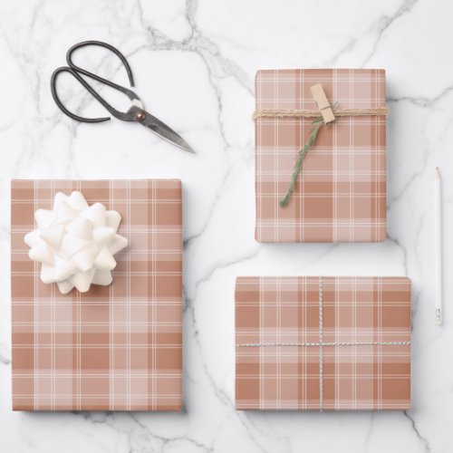 Light Orange Plaid Pattern Wrapping Paper Sheets