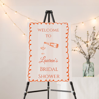 Light Orange Scalloped Bridal Shower Welcome Sign