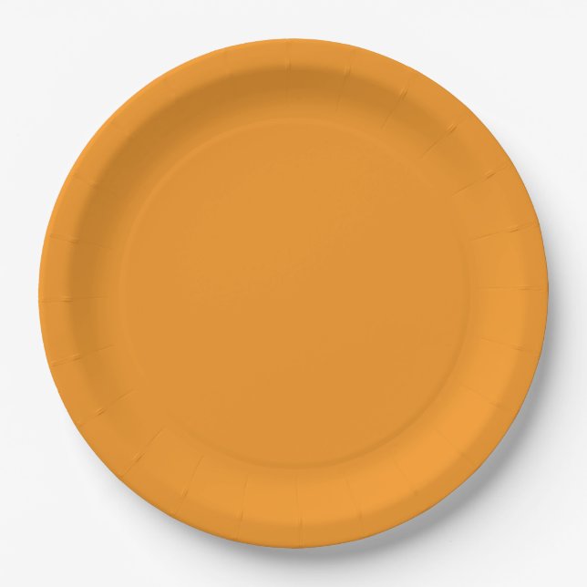 Light Orange Solid Orange Paper Plates (Front)