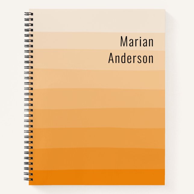 Light Orange Wavy Shades Personalized Text Notebook (Front)