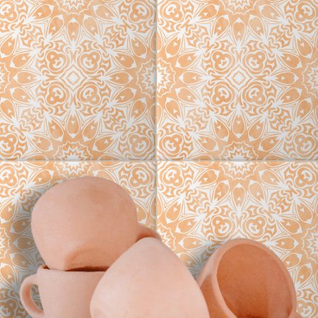 Light Orange White Ornate Symmetrical Geometric