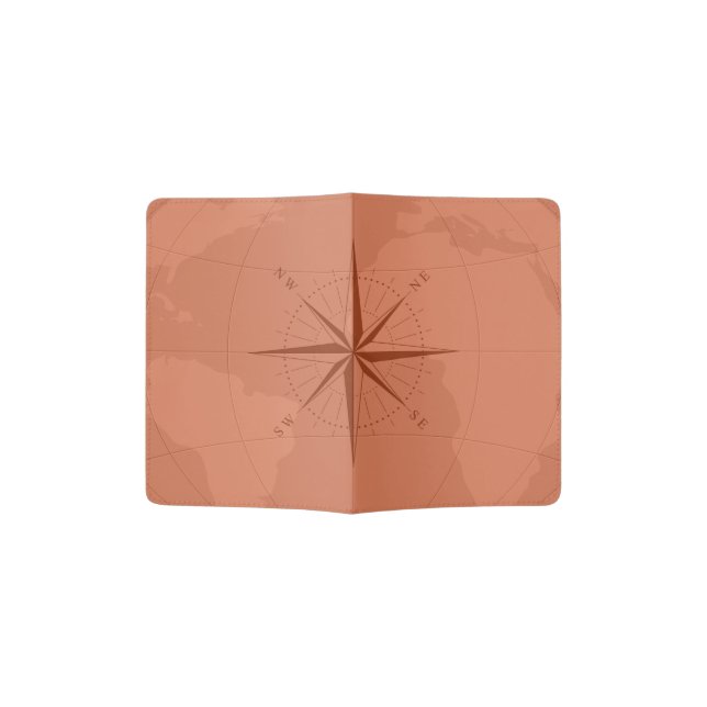 Light Orange World Map Custom Passport Holder (Opened)