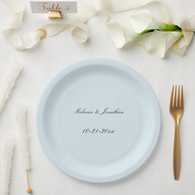 Light Pale Blue Wedding Paper Plates (Wedding)