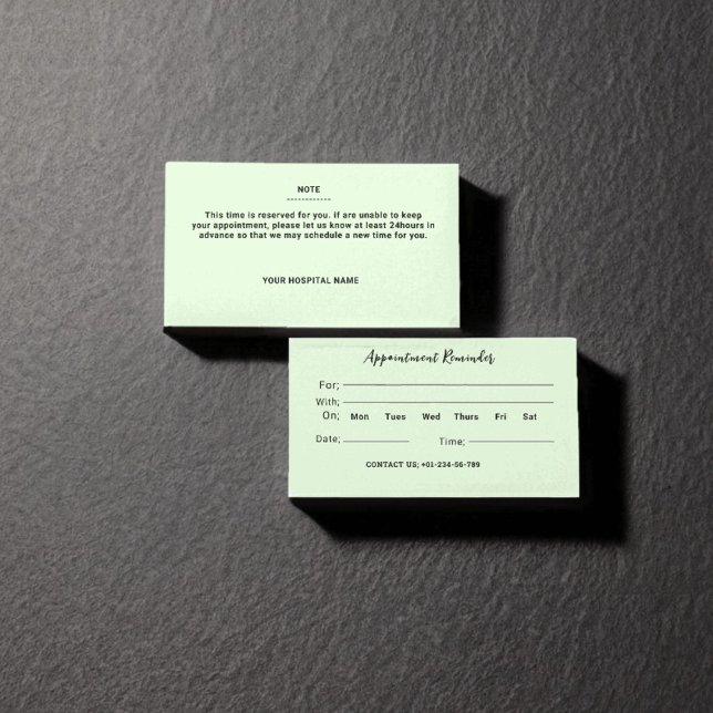 Light Pale Green Doctor Appointment Reminder Card (Light Pale Green Doctor Appointment Reminder Card
)