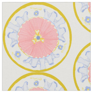 Light Passion Bloom Floral Medallion Plate Fabric