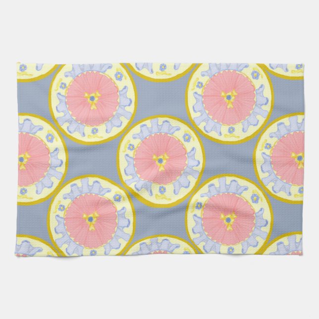 Light Passion Blooming Flower Plates Kitchen Towel (Horizontal)