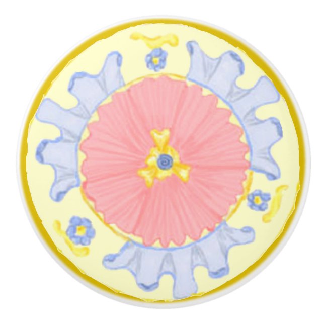 Light Passion Blooming Flowers medallion knob (Front)