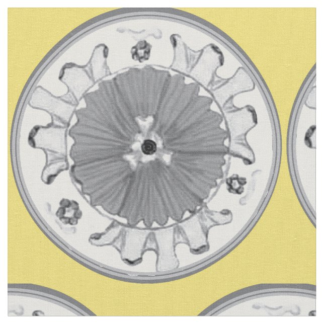 Light Passion Floral Medallion Illuminating & Gray Fabric (Close Up)