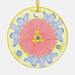 Light Passion Floral Mediterranean Round Ornament