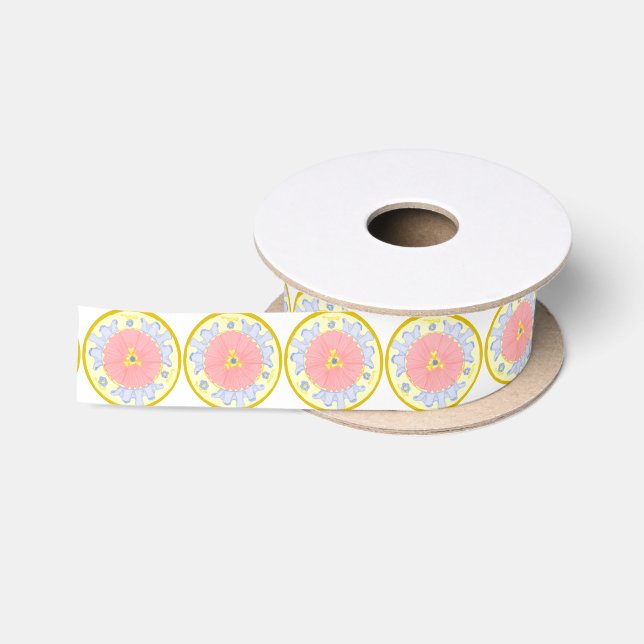 Light Passion Flowers Medallion ribbon (Spool)