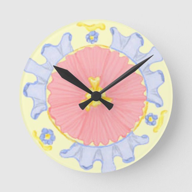 Light Passion Flowers Medallion round clock (Front)