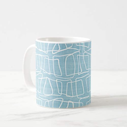 Light Pastel Blue Modern Round Squares Pattern Coffee Mug