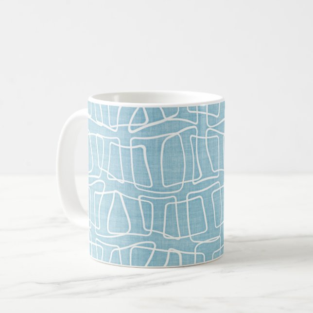Light Pastel Blue Modern Round Squares Pattern Coffee Mug (Front Left)